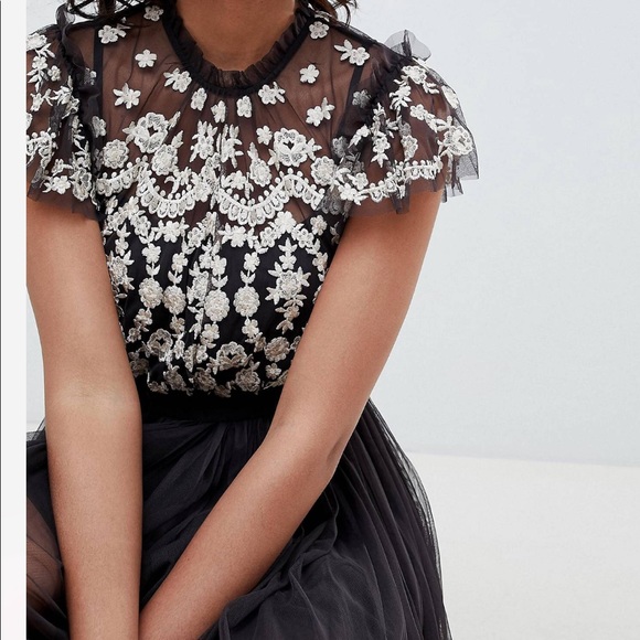 Needle & Thread embroidered bodice tulle midi dress - Picture 4 of 8